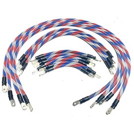 AC/DC WIRE AND SUPPLY 2 Gauge E-Z-GO TXT Golf Cart Battery Cables (13 pc Set) Braided Color Set (Patriot)