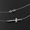 925 Sterling Silver Cute CZ Pendant Sideways Cross Necklace (Sterling-silver,