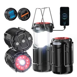 4 Pack Collapsible LED Camping Lantern, Consciot USB C Rechargeable and Battery Powered 2-in-1 Emergency Light with Flashlight and Magnetic Base, Power Outages Hurricane Supplies Survival Kits