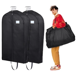 MISSLO Garment Bags for Travel Heavy Duty Moving Bags Large Capacity Hanging Clothes Bag for 20 Shirts Waterproof Fabric Suit Covers for Closet Storage 2 Packs, 43"