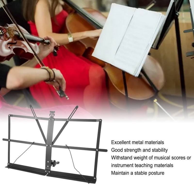 Folding Sheet Music Stand Metal Adjustable Portable Foldable Desktop Table
