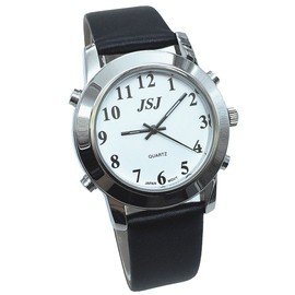 English Talking Watch for Blind People or Visually Impaired People or The Elderly with Alarm of Quartz, Leather Strap
