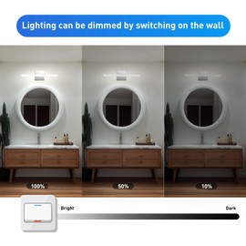 Combuh 16Inch LED Bathroom Vanity Light Bar Color Changing 3CCT Dimmable Shining Over Mirror Lighting Fixture Indoor Wall Sconces Modern 9W Chrome
