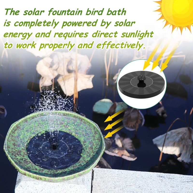 Solar Fountain Ceramic Bird Bath,Bird Bath for Ourside,Outdoor Fountain Bird
