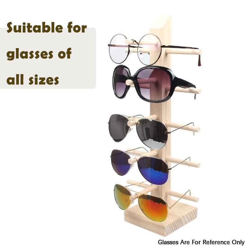 TopHomer Wooden Glasses Holder, 4 Pairs Glasses Stand Sunglasses Storage