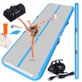 CHAMPIONPLUS 10ft 13ft 16ft 20ft Tumble Track Tumbling Mat Inflatable Gymnastics Air Mat 4/8 inches Thickness for Home Training Cheerleading Yoga with Electric Air Pump Blue 13'x3.3'x4''