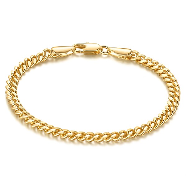 KYAYE 14K Gold Bracelets for Men Cuban Link Chain for