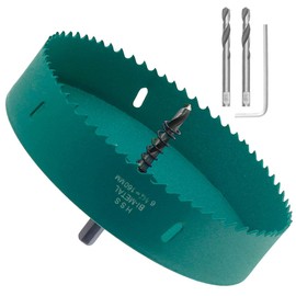 Suiwotin 160mm/6.3 Inch Hole Saw with Arbor, 6-5/16" BI-Metal Wood Hole Saw Hole Cutter, Cut Smooth and Fast for Cornhole Boards, Wood, Plastic, Metal, Drywall, Fiberboard