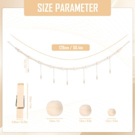 Encuryna Pack of 2 Photo Rope with Wooden Clips, DIY Picture Frame Wall Decoration, DIY Picture Frame Wall Decoration, Photo Line with Wooden Clips, for Hanging Photo Postcards, Picture Frames