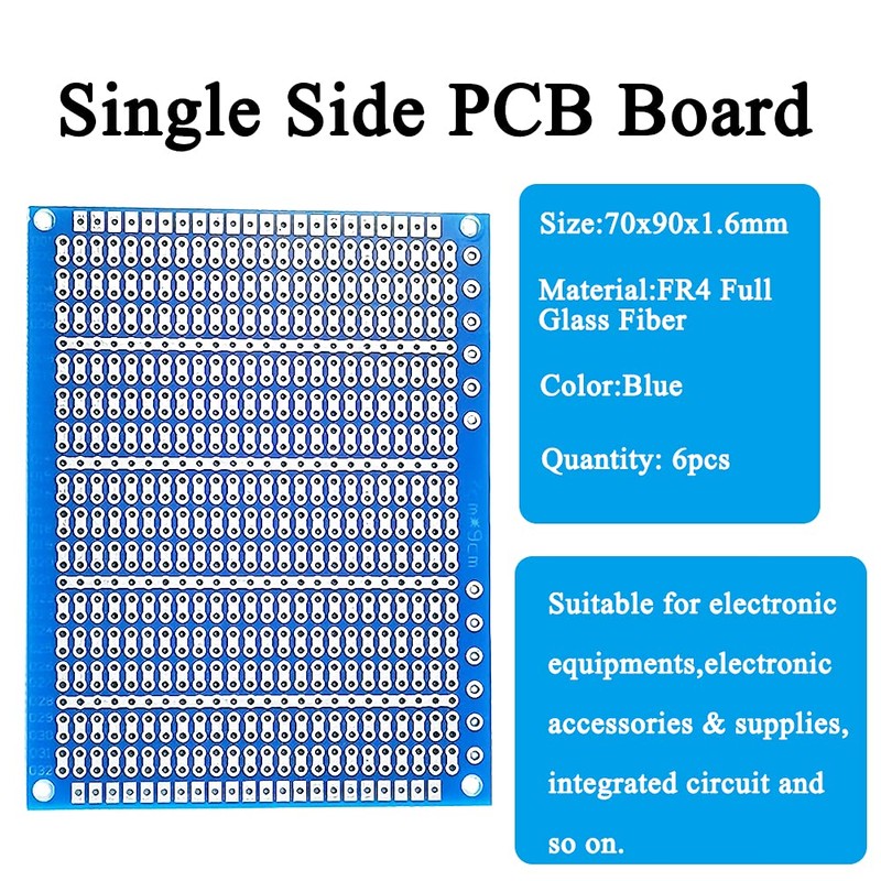 YUNGUI 6PCS Solderable Breadboard,824 Holes 70x90x1.6mm PCB Board for DIY