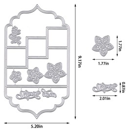 Threetols 3D Card Shape Cutting Dies for Card Making, Rectangular Zig-Zag Card Shape Design with a Pop-up Square Die Cuts Flower Words Dies for Paper Craft DIY Decor Scrapbooking Paper Album Stamp