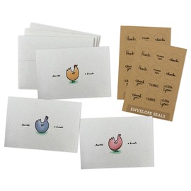 Sugartown Greetings Cute & Colorful Chickens Thank You Note Cards Set - 24 Chicken Thank You Cards with Envelopes - Includes Kraft Sticker Seals