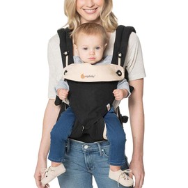 Ergobaby 360 All-Position Baby Carrier with Lumbar Support (12-45 Pounds), Sofie La Girafe - Blue, Premium Cotton