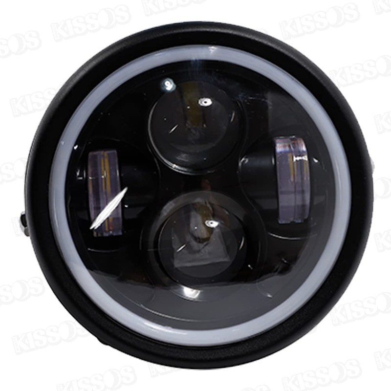 Headlight Motorcycle Mini Type LED Projector Angel Ring Harley Universal