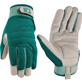 Wells Lamont Women's High Dexterity Adjustable Work and Gardening Gloves, Green, Small (7754S)
