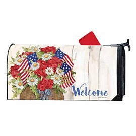 MailWraps Studio M American Flags Decorative, The Original Magnetic Mailbox Cover, Made in USA, Superior Weather Durability, Standard Size fits 6.5W x 19L Inch Mailbox