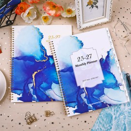 2025-2027 Monthly Planner/Calendar - July 2025 - June 2027, 9" × 11", Two-Year Monthly Planner 2025-2027 with Flexible Cover + Pockets - Waterink