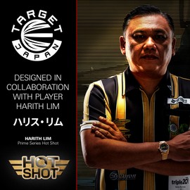 Target Japan Prime Series Hot Shot G1 90% Tungsten K-Flex Swiss Point Steel Tip Dart Set, 20G | Harith Lim KFlex Dart Flight, Swiss Fire Points, Steel Dart Tip with KFlex Integrated Shafts and Flights