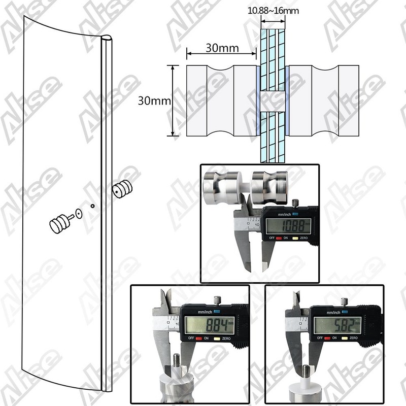 Alise L6000 Shower Glass Door Knob Bathroom Round Back-to-Back Handle