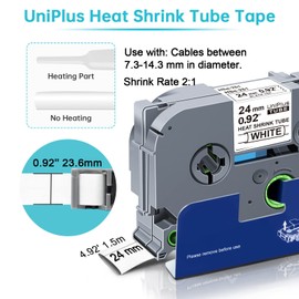 UniPlus 3X Compatible with Brother 23.6mm Heat Shrink Tube Label Tape Replacement for Brother HSe-251 HSe251 HSc251 HS-251 Tapes Black on White Work for PT-E550W P750W D600 E500 P700 PTD800W
