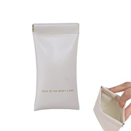 DEVENTORZ Eyeglass Case, Pouch, Small, Leather Eyeglass Case, Portable, Compact, Thin, Eyeglass Case, Squeeze Top Glasses Pouch, Portable Eyeglass Bag, Soft Case, white