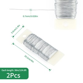 KINGLAKE 2 Roll Galvanised Florist Wire for Christmas Wreaths Making, 22 Gauge Paddle Wire, Flexible Floral Wire Binding Wire for Floral Flower Arrangements, Garland, Crafts, Bouquets