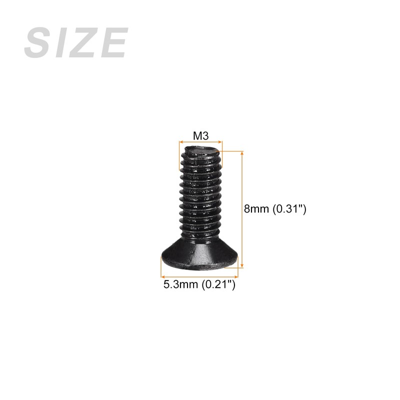 METALLIXITY 350pcs M3 x 8mm Flat Head Screws Carbon Steel
