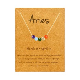Crystal Zodiac Sign Pendant Aries Necklace for Women, 12 Horoscope Constellation lariat Necklace Jewelry for Birthday Gift (Aries)