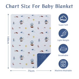 LAT LEE AND TOWN Baby Blankets Super Soft Quilted Newborn Sleeping Blankets Nursery Duvet with Polka Dot Back for Toddlers Babies Girls Boys (Blue)
