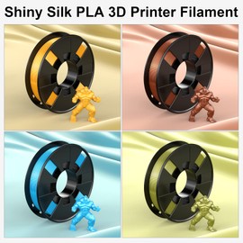 ENTINA 4 Colors Silk Shiny 3D Printer Filament Bundle, PLA Filament 1.75 mm for 3D Printers, Dimensional Accuracy +/- 0.02 mm, 200g x 4 Spools Set