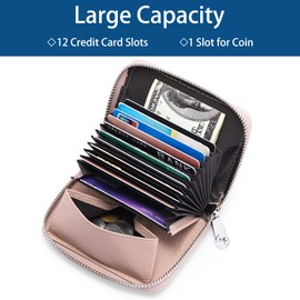 SENDEFN Women's Wallet with Zip and Many Compartments, Leather Wallet, RFID Protection, Card Holder with Many Compartments, Small and Short Format Wallet for Women, Ac-light pink, Stylish