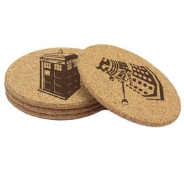 Dr. Who Cork Coaster Set of 4 with Tardis and Dalek