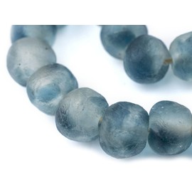 Jumbo Recycled Glass Beads - Beaded Wall Hangings - Extra Large African Sea Glass Beads 21-25mm - The Bead Chest (Blue Wave Marine)