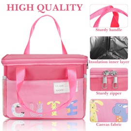 Linkidea Lunch Bag, Large Capacity Lunch Tote Bag Organizer with Hand Strap, Reusable Lunch Box Bag for Picnic, Outdoor, Compatible with B.Box, Sunhanny, Pedeco, QQKO, Xgxn Lunch Box (Pink)
