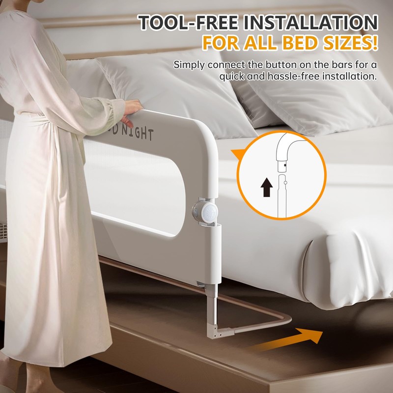 strenkitech Foldable Toddler Bed Rails - Kids Guard Bumper for
