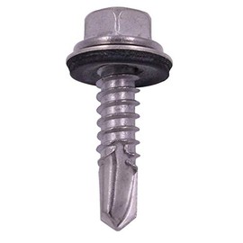 U-Turn Fasteners Self Tapping Screws for Metal - #14 x 1 Hex Washer Head Self Drilling Screws, Self Tapping Sheet Metal Tek Screws with Rubber Washer 410 SS | (Pack of 50)