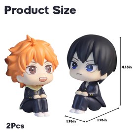 SZCIIRDM Haikyuu Figure, 2 Pieces, Hinata Shoyo & Tobio Kageyama Sitting Pose, Anime Desk Decoration, Anime Statue Model, Collectible for Fans