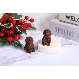 CrystalTears Red Obsidian Crystal Dog Ornament, Cute Dogs Gifts For Women Dog Lovers Men Christmas, Lucky Healing Gemstone Labrador Dogs Puppy Figurine Staute for Home Office Desk Decor 1.5”