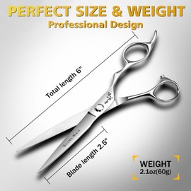 SEIMEIKEN 6" Professional Hair Scissors – Japanese VG10 Stainless Steel, 3D Convex Blade Sharp Smooth Cuts – Ergonomic Non-Slip Handle, Adjustment Screw Barber Shears for Hairdressers and Hairstylists