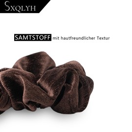 SXQLYH Scrunchie Velvet Velvet Elastics, Large Hair Scrunchie, Thick, Soft, Comfortable, Shiny Velvet Hair Elastic, Scrunchies, Ponytail Holder, Hair Bobble for Women, Thick Long Hair (Brown)