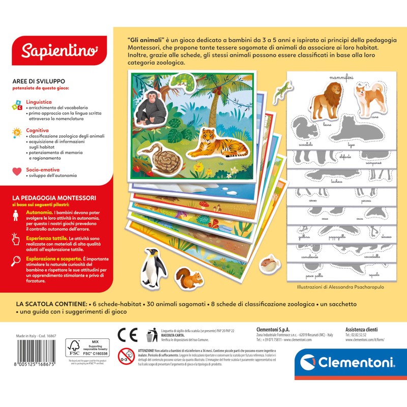 Clementoni - Sapientino Montessori 3 Years with Shaped Cards, Flashcards,