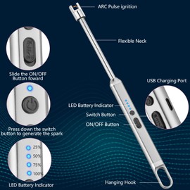 MEIRUBY Electric Candle Lighter, Valentine's Day Gifts for Women Mom Men Wife, USB Arc Rechargeable Windproof Long Lighter for Candle BBQ Birthday Housewarming Gift Idals