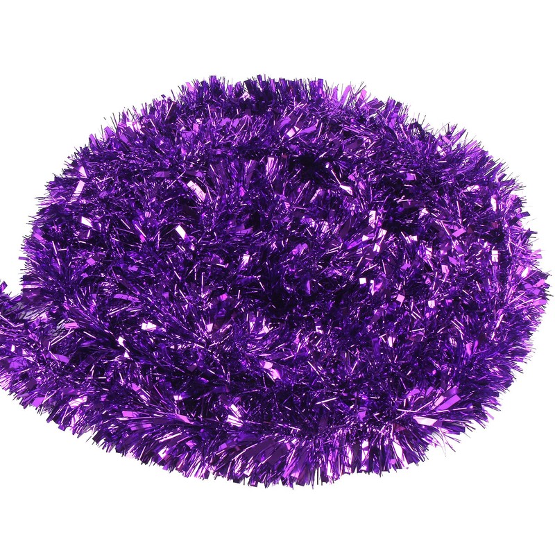 VEYLIN 10 Meters Purple Chunky Christmas Tinsel for Christmas Decorations
