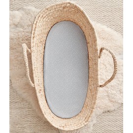 Love To Dream Fitted Bassinet Sheet Twin Pack | 100% Cotton, Soft Jersey Fabric, Fits Oval & Square Mattresses, Snug & Breathable Basket Sheet | Reusable Storage Bag, Stardust Grey