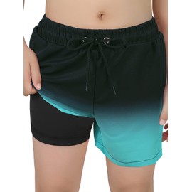 Century Star Boys Swim Trunks with Compression Liner Quick Dry Kids Boys Board Shorts Beach Waterproof Surfing Bathing Suit Dark Blue Gradient 12-14 Years