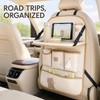 PU Leather Car Seat Back Organizer with Foldable Tray, Multi-Pocket