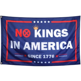 ZKflager No Kings In America Since 1776 Patriotic Funny Cool Flags Meme Flags Banner 3X5 Ft College Dorm Room Guys Man Cave Bedroom Outdoor Indoor Frat Bedroom Patio Garden Blue