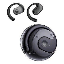 Auriculares Deportivos De Conducción Ósea Con Bluetooth, Audífonos Con Diseño De Coco Redondo, Diseño De Gancho, Táctiles Y Sin Introducción En El Oído, Negro