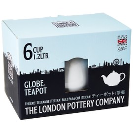 London Pottery Teapot with Strainer, White, 6 Cup (1.2 Litre)