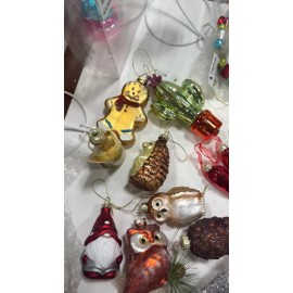 Handmade Blue Retro Locomotive Glass Ornament Handmade Christmas Tree Decoration Train 4"